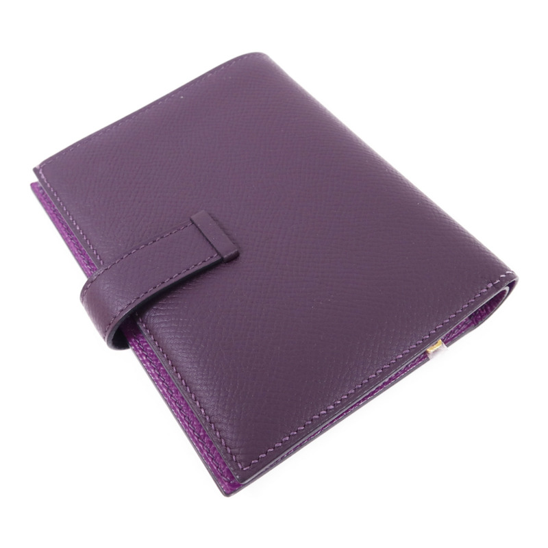 HERMES Epsom皮革Bearn Bifold Wallet金扣錢包Raisin/Anemone-3