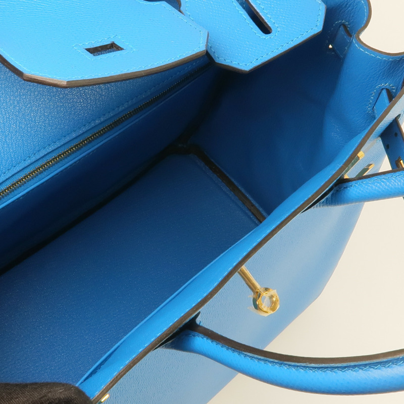 HERMES Epsom皮革Birkin 30金扣手挽袋Bleu Zanzibar-4