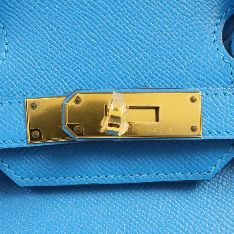 HERMES Epsom皮革Birkin 30金扣手挽袋Bleu Zanzibar-13