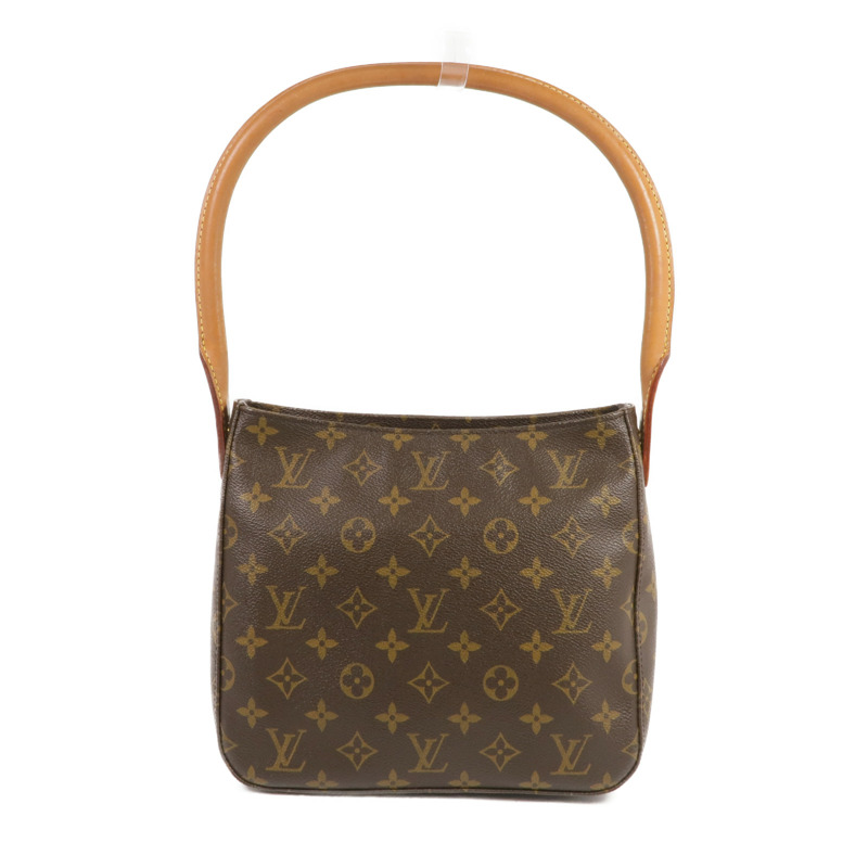 LOUIS VUITTON Monogram Looping MM金扣肩背袋棕色-0