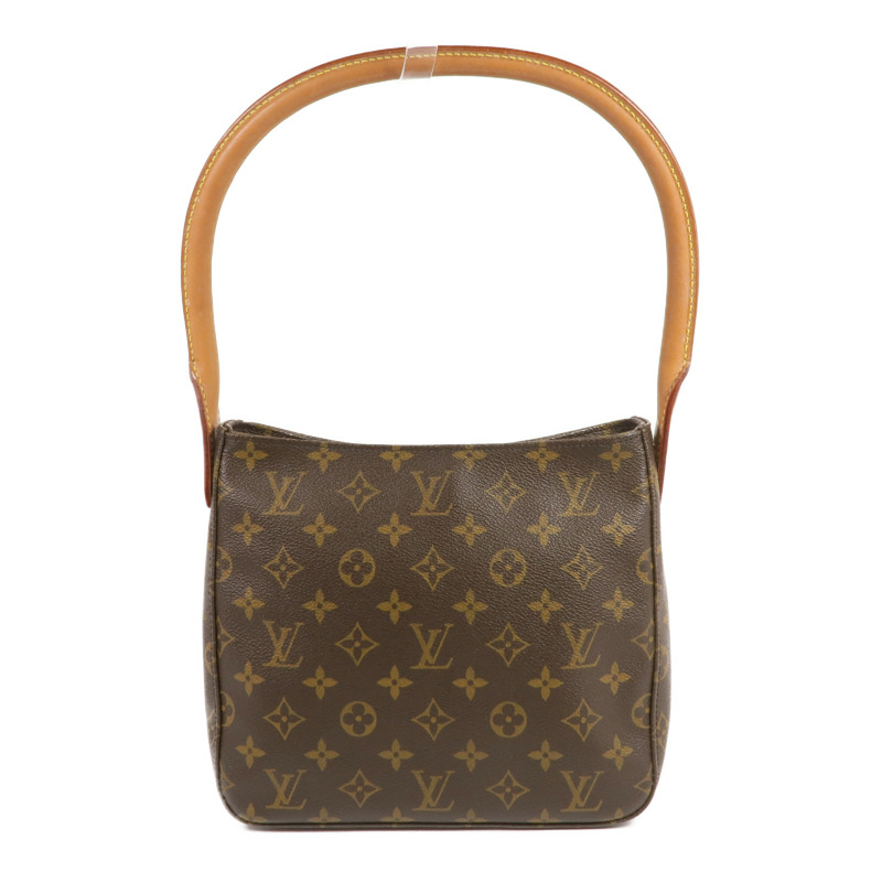 LOUIS VUITTON Monogram Looping MM金扣肩背袋棕色-1