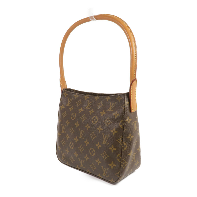 LOUIS VUITTON Monogram Looping MM金扣肩背袋棕色-2