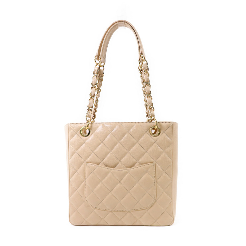 CHANEL 牛皮皮革PST Petite Tote Bag金扣鏈帶肩背袋-1