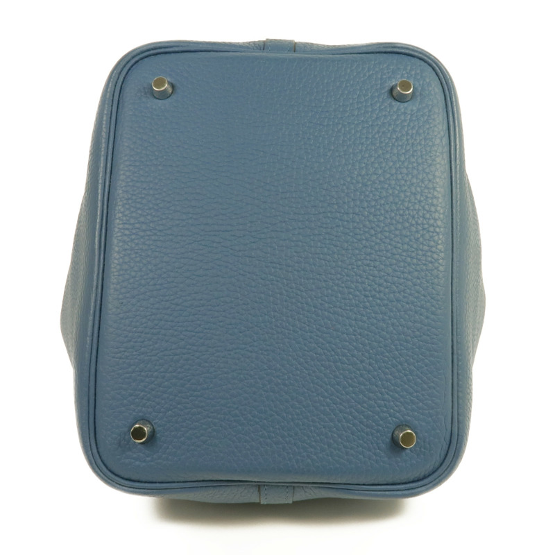 HERMES Clemence皮革Picotin MM銀扣手挽袋Cobalt-3