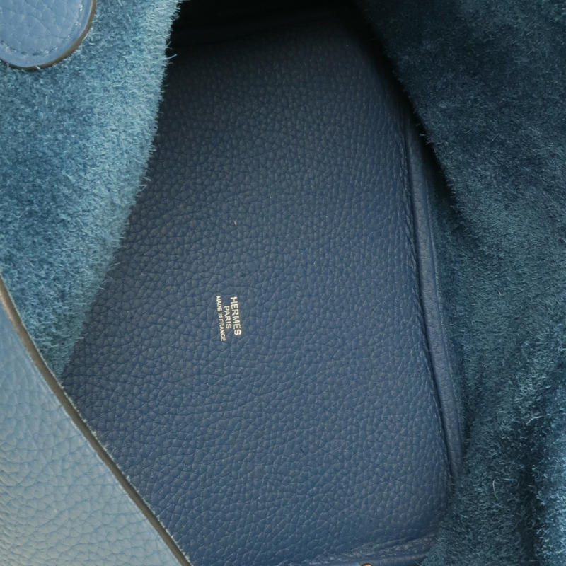 HERMES Clemence皮革Picotin MM銀扣手挽袋Cobalt-4