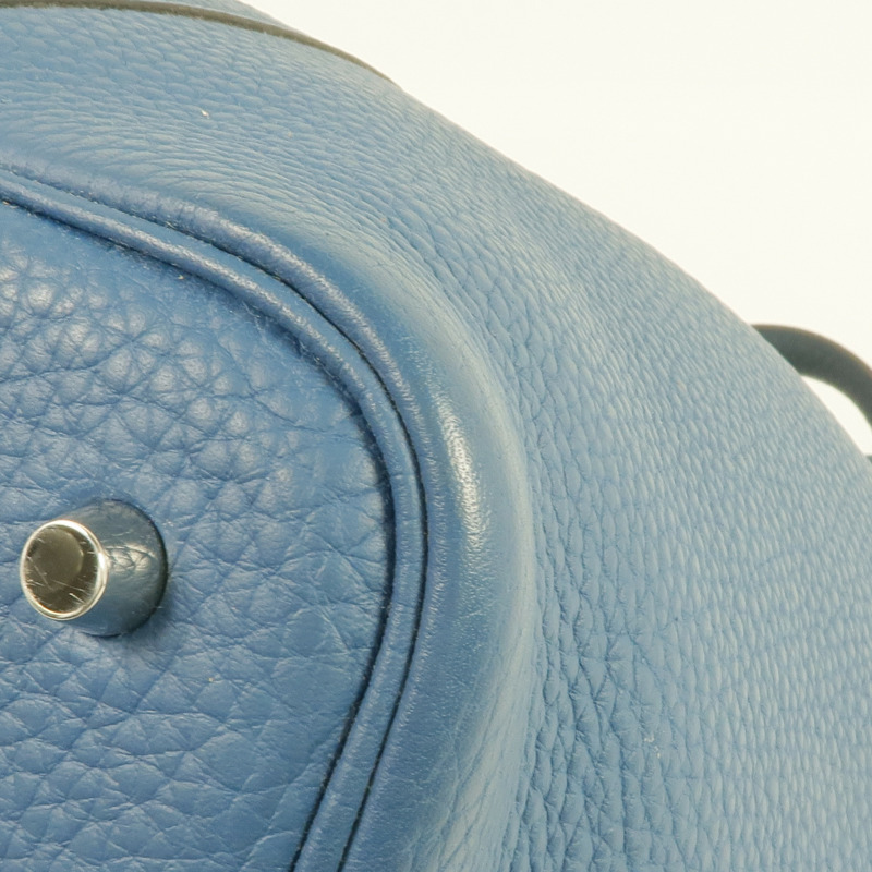 HERMES Clemence皮革Picotin MM銀扣手挽袋Cobalt-9