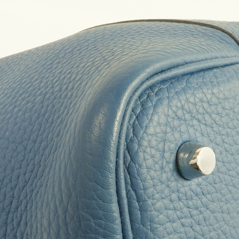 HERMES Clemence皮革Picotin MM銀扣手挽袋Cobalt-10