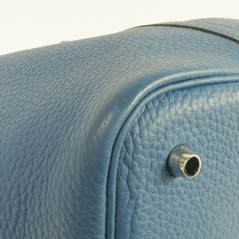 HERMES Clemence皮革Picotin MM銀扣手挽袋Cobalt-12