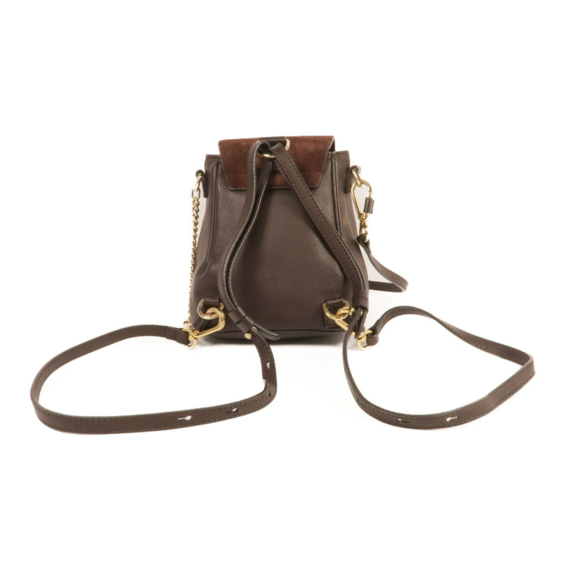 Chloe 牛皮皮革/麂皮皮革Faye Backpack金扣背包肩背兩用袋-1