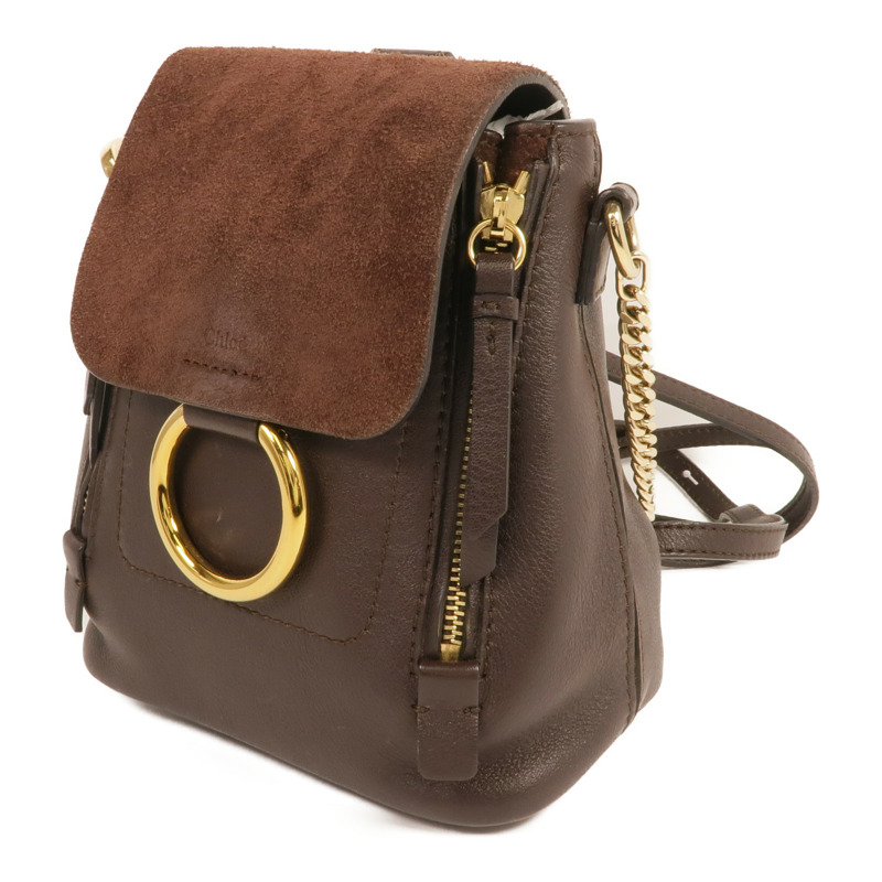 Chloe 牛皮皮革/麂皮皮革Faye Backpack金扣背包肩背兩用袋-2
