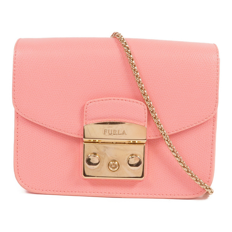 Furla 牛皮皮革Metropolis Mini Bag金扣鏈帶肩背袋-0