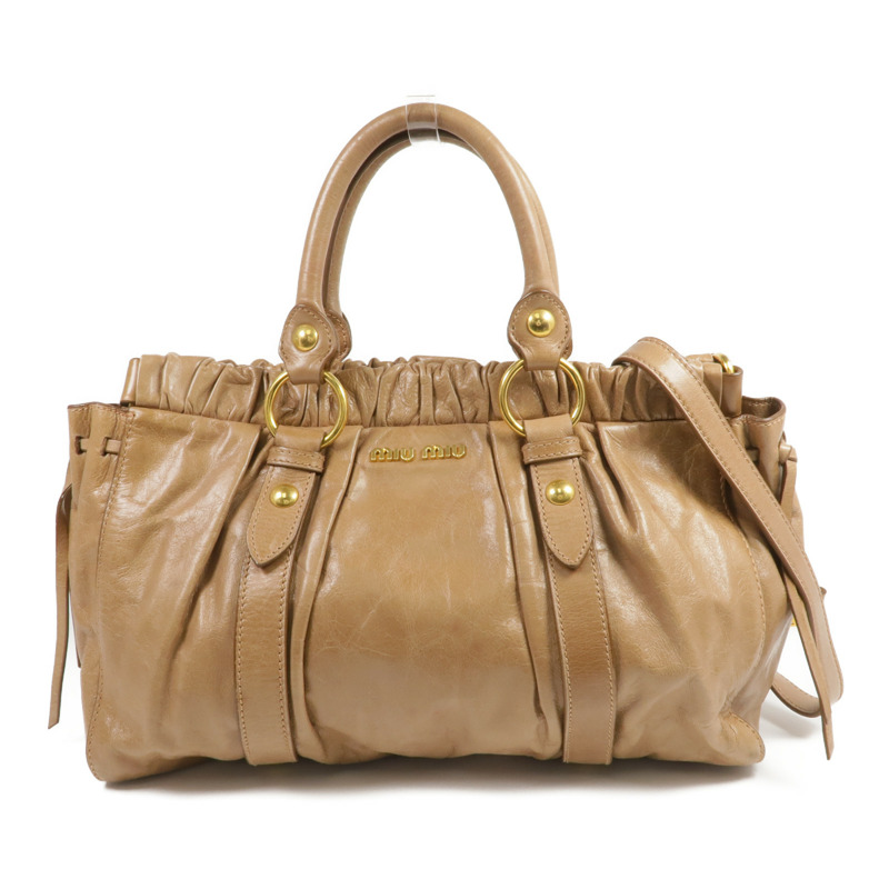 Miu Miu 牛皮皮革2 Way Shoulder Bag金扣手挽肩背兩用袋-0