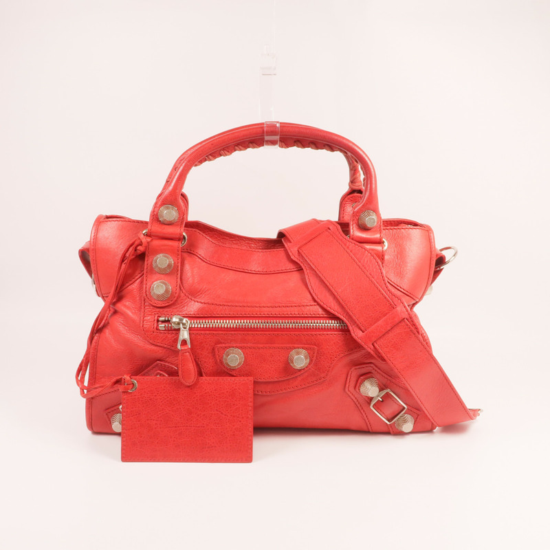 BALENCIAGA 牛皮皮革Giant City Bag銀扣手挽肩背兩用袋-8