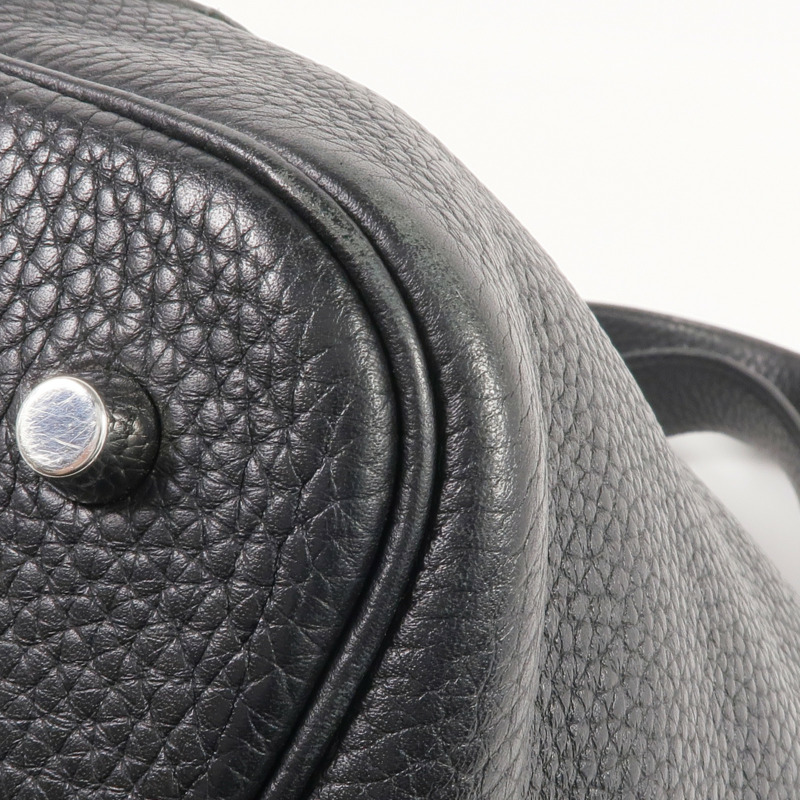 HERMES Clemence皮革Picotin MM銀扣手挽袋Noir-8