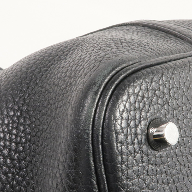 HERMES Clemence皮革Picotin MM銀扣手挽袋Noir-9