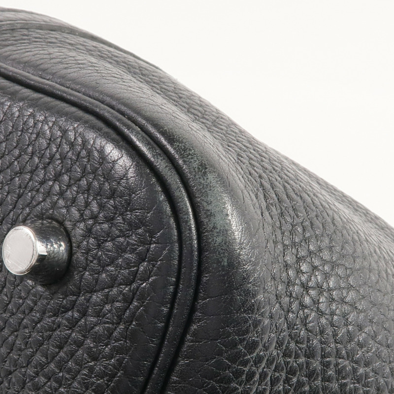 HERMES Clemence皮革Picotin MM銀扣手挽袋Noir-10