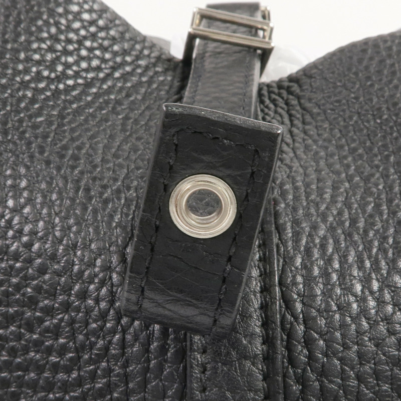 HERMES Clemence皮革Picotin MM銀扣手挽袋Noir-12