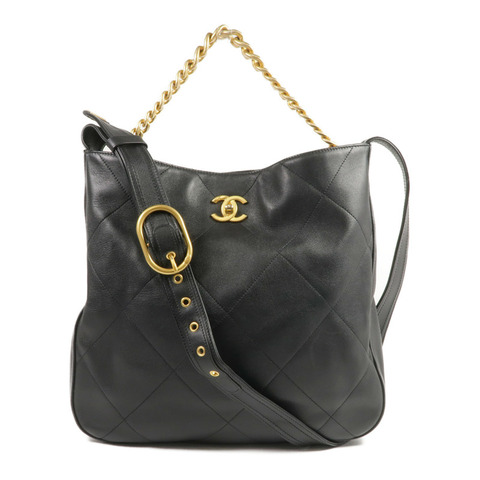 CHANEL 牛皮皮革Easy Mood Hobo Large金扣手挽肩背兩用袋