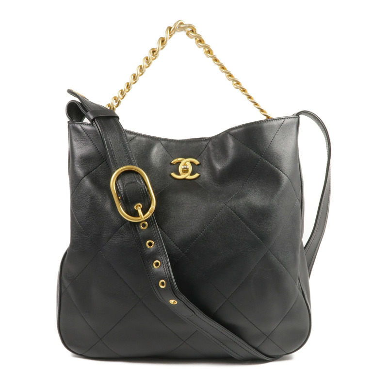 CHANEL 牛皮皮革Easy Mood Hobo Large金扣手挽肩背兩用袋-0