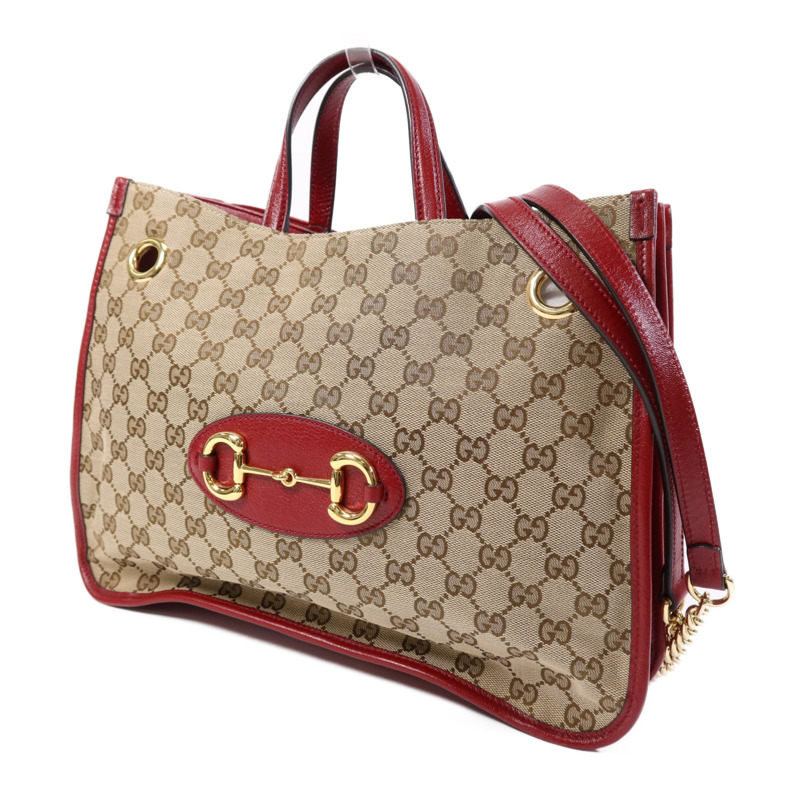 GUCCI 帆布2 Way Shoulder Bag金扣鏈帶手挽肩背兩用袋-2