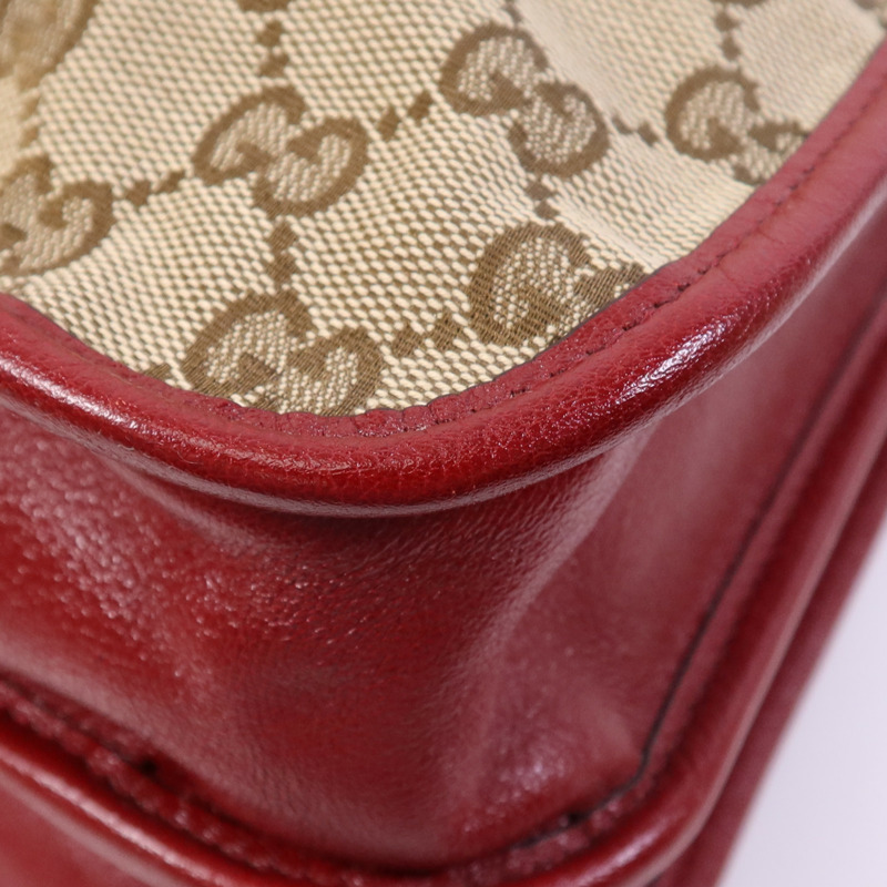 GUCCI 帆布2 Way Shoulder Bag金扣鏈帶手挽肩背兩用袋-4