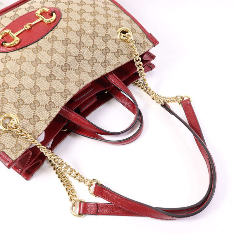 GUCCI 帆布2 Way Shoulder Bag金扣鏈帶手挽肩背兩用袋-9