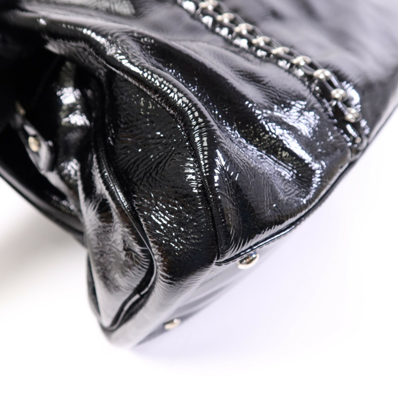 CHANEL 漆皮皮革Shoulder Bag銀扣鏈帶肩背袋-11