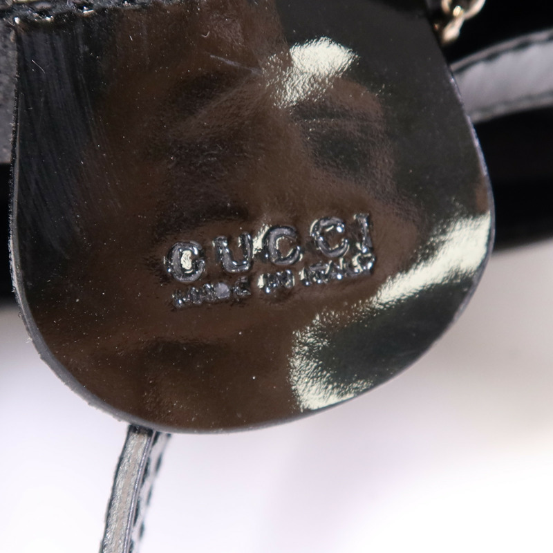 GUCCI 漆皮皮革Shoulder Bag銀扣肩背袋-5