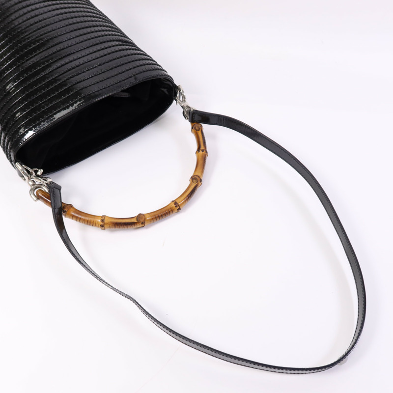 GUCCI 漆皮皮革Shoulder Bag銀扣肩背袋-7