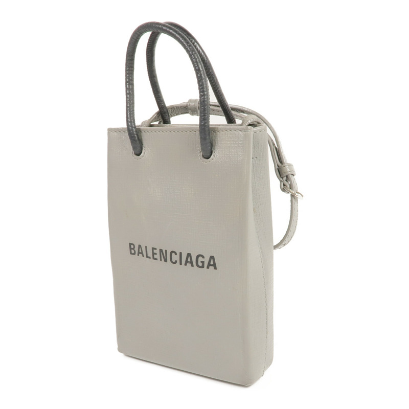 BALENCIAGA 牛皮皮革Mini Shopping Phone Holder銀扣手挽肩背兩用袋-2