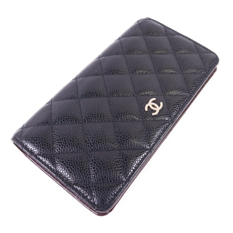 CHANEL 牛皮皮革Bifold Long Wallet銀扣長錢包-2