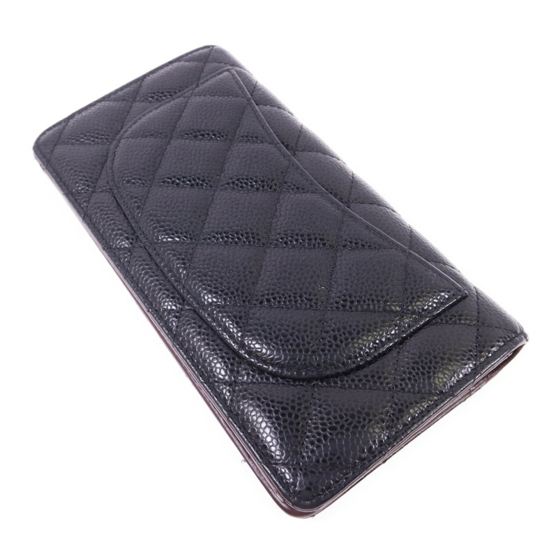 CHANEL 牛皮皮革Bifold Long Wallet銀扣長錢包-3