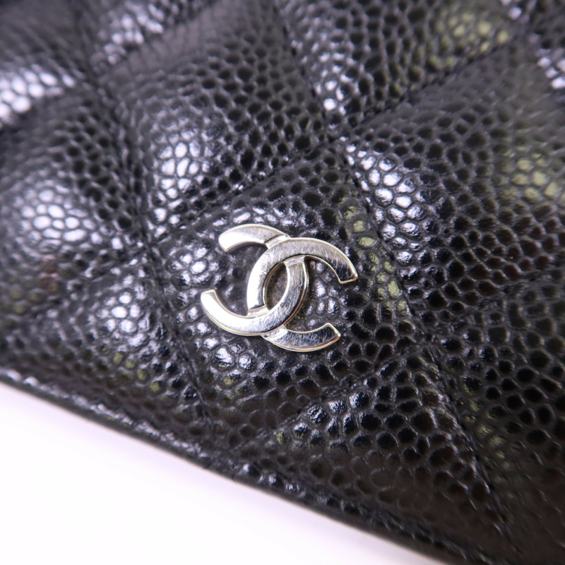 CHANEL 牛皮皮革Bifold Long Wallet銀扣長錢包-11