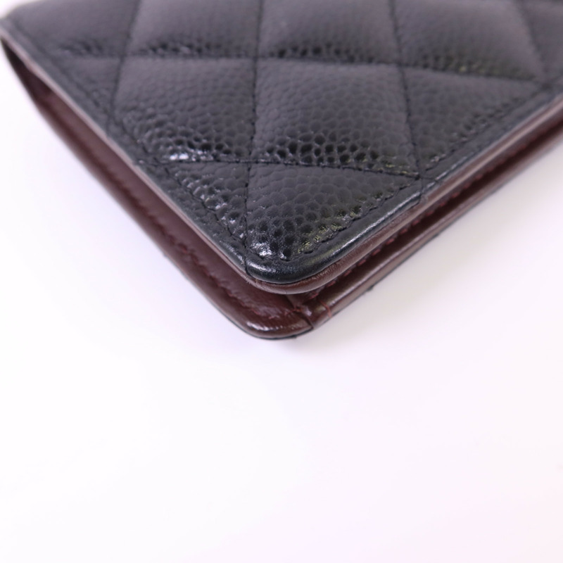 CHANEL 牛皮皮革Bifold Long Wallet銀扣長錢包-13