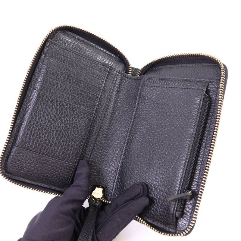 GUCCI 牛皮皮革Round Wallet金扣錢包-4