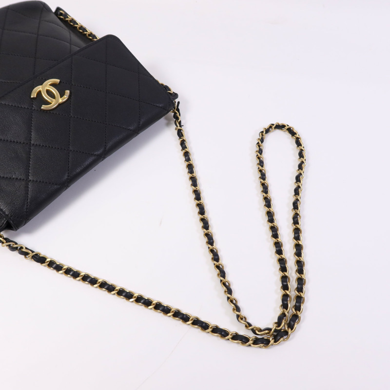 CHANEL 牛皮皮革Chain Shoulder Bag金扣鏈帶肩背袋-7