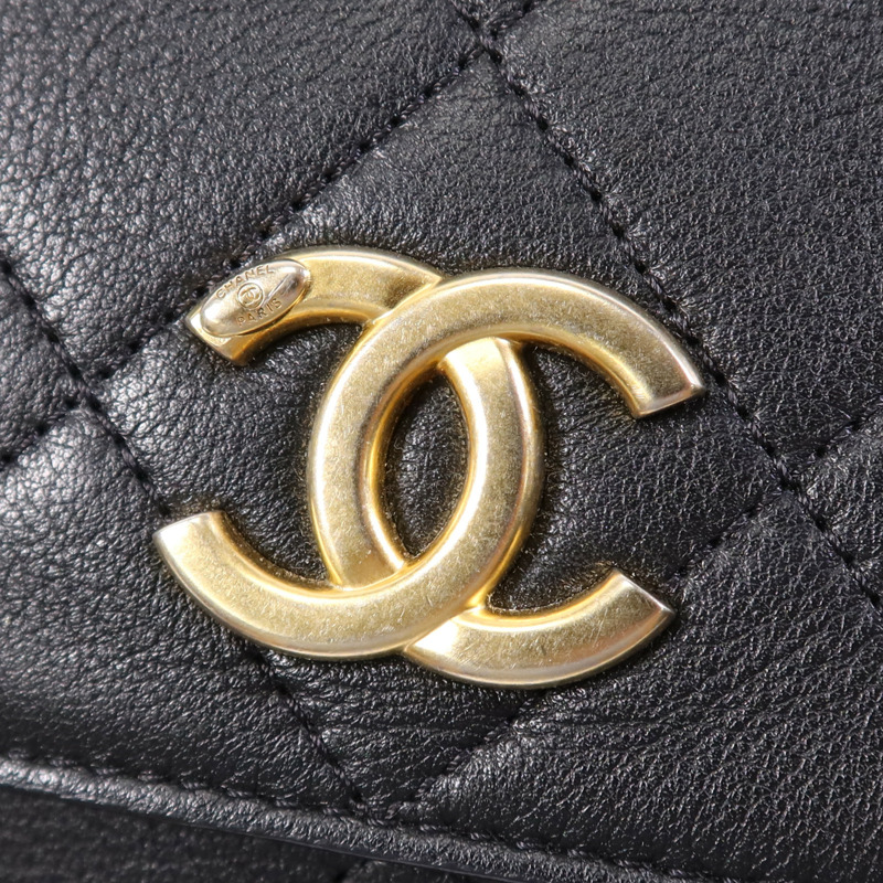 CHANEL 牛皮皮革Chain Shoulder Bag金扣鏈帶肩背袋-14