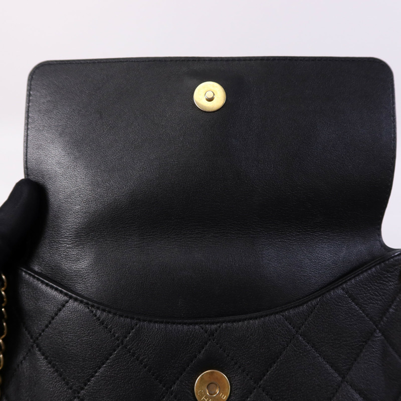 CHANEL 牛皮皮革Chain Shoulder Bag金扣鏈帶肩背袋-15