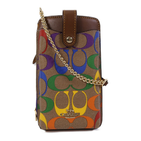 COACH 帆布Phone Case金扣肩背袋