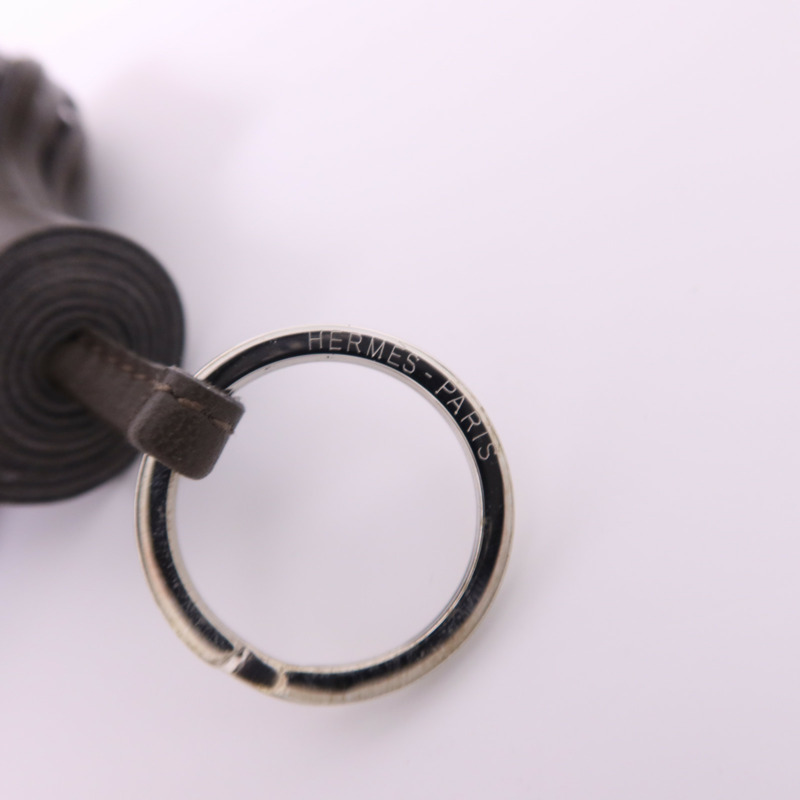 HERMES Milo皮革Carmen銀扣鎖匙扣-5