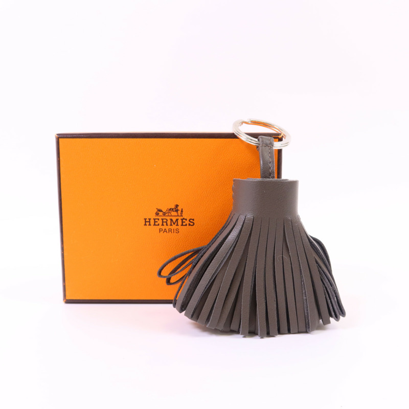 HERMES Milo皮革Carmen銀扣鎖匙扣-11