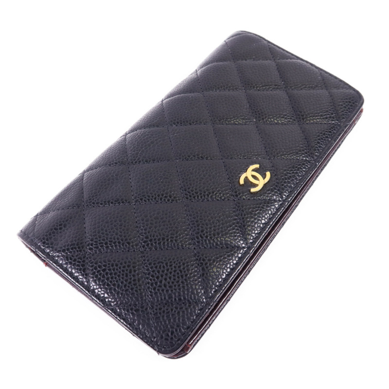 CHANEL 牛皮皮革Long Bifold Wallet金扣長錢包-2