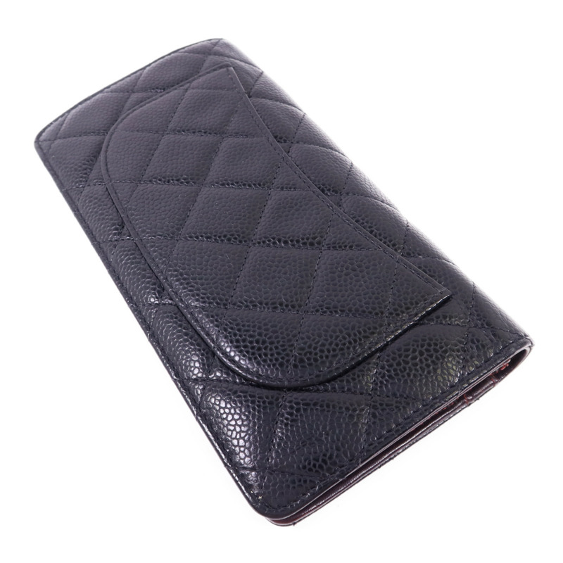 CHANEL 牛皮皮革Long Bifold Wallet金扣長錢包-3