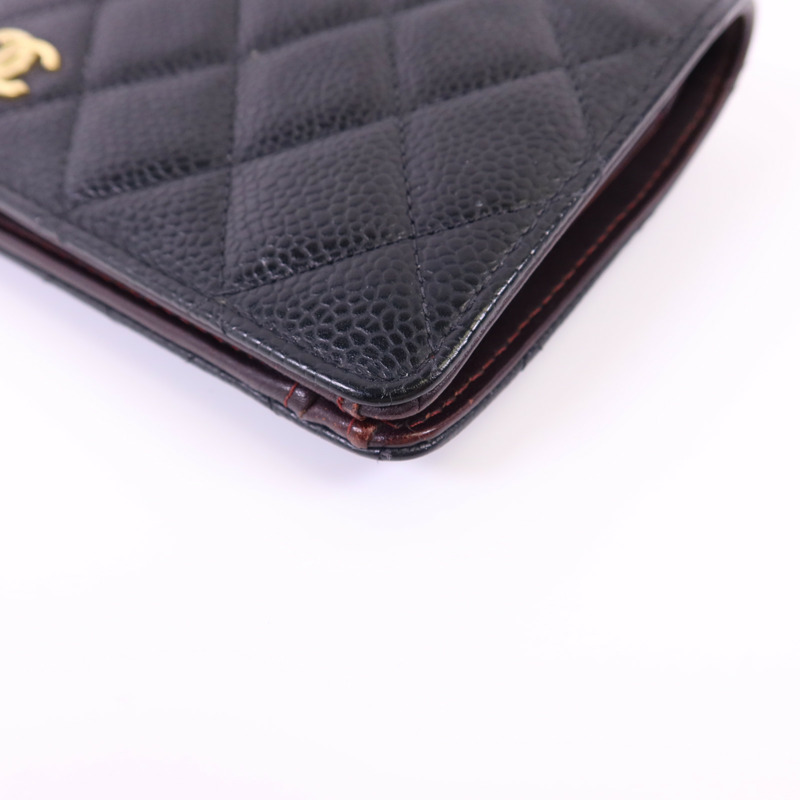 CHANEL 牛皮皮革Long Bifold Wallet金扣長錢包-11