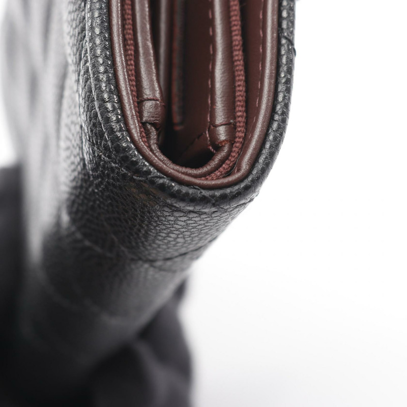 香奈兒 (CHANEL) Matelasse 三折錢包，粒面小牛皮，黑色，二手，金色五金，CC標誌-8