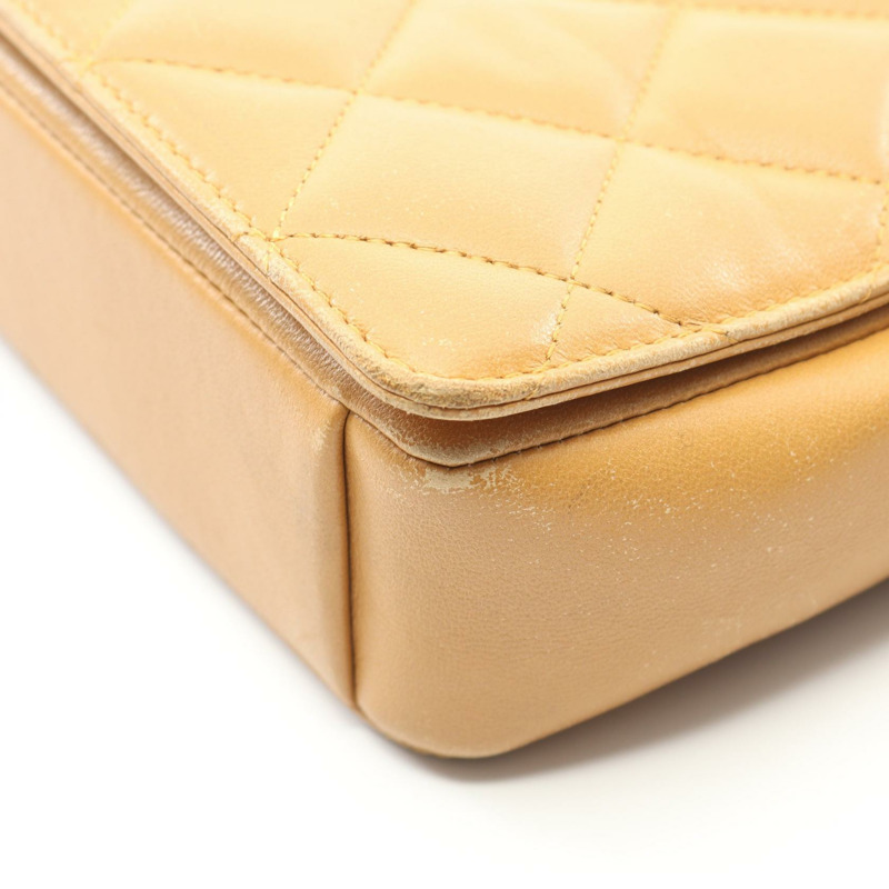 香奈兒 (CHANEL) Matelasse Chai 單肩包，羊皮材質，米色，二手，金色五金，女士 CC-5