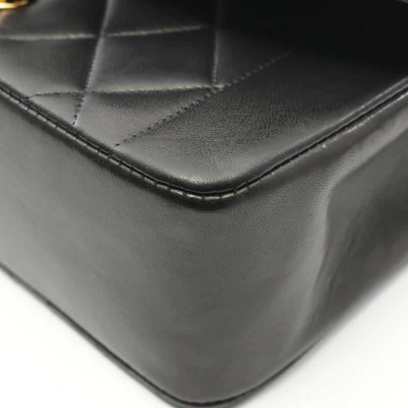 香奈兒 (CHANEL) 絎縫 Diana 翻蓋鏈條肩背斜背包 A01164 羊皮 BK GHW-6