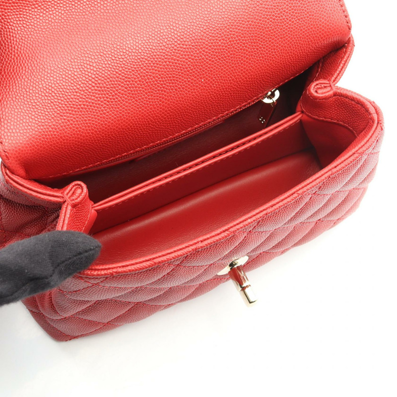 香奈兒 Coco Handle XXS 手提包 AS2215 紅色皮革 二手 CC-2