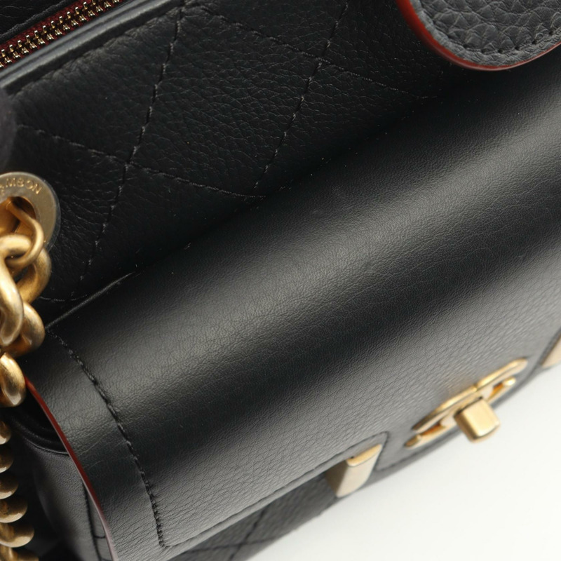 香奈兒 (CHANEL) Matelasse 皮革鏈條肩背包，黑色，二手，女士，金色五金-5