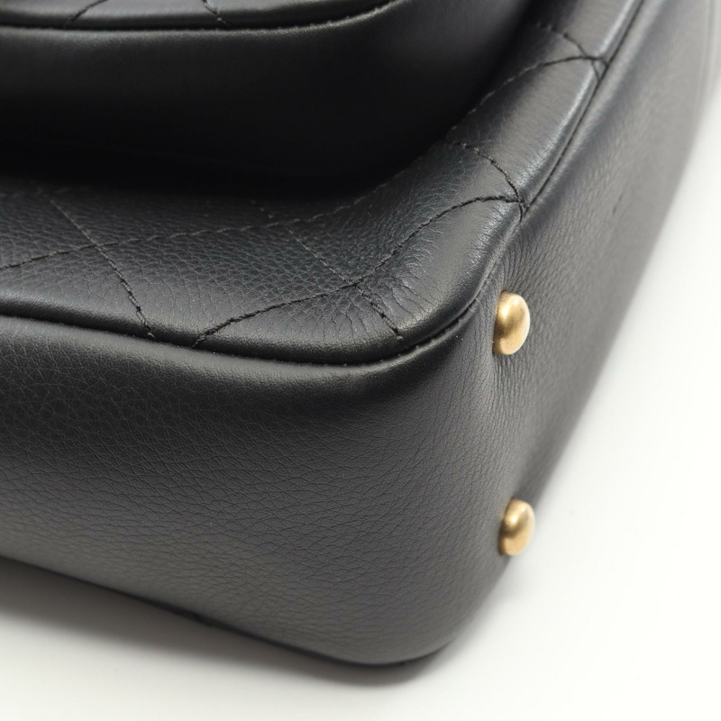 香奈兒 (CHANEL) Matelasse 皮革鏈條肩背包，黑色，二手，女士，金色五金-6